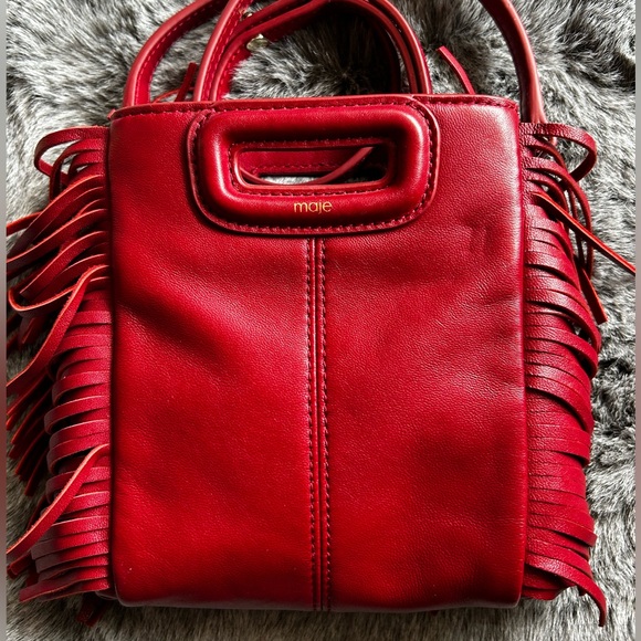 Maje Handbags - Maje red leather fringe small crossbody